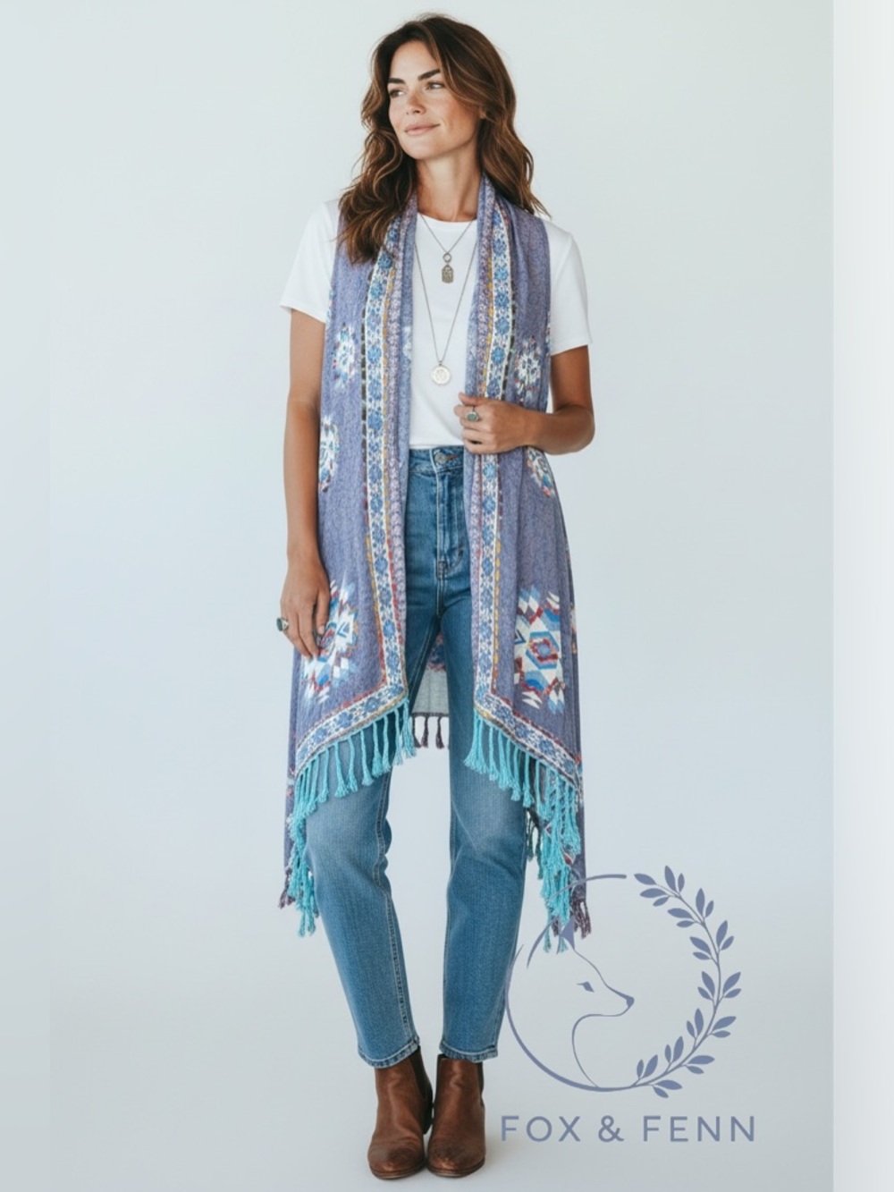 NWT Raj Luxe Embroidered Boho Kimono Duster‎ Tassel Fringe One Size